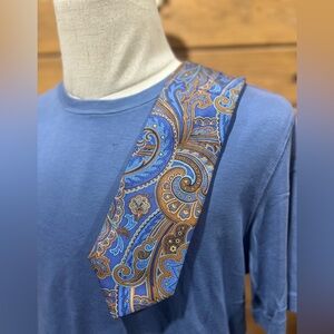 John W. Nordstrom Silk Paisley Necktie Blue Gold Brown Made USA